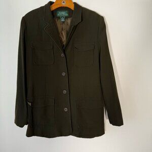 Lauren Ralph Lauren Wool Blend Blazer Green Military  12